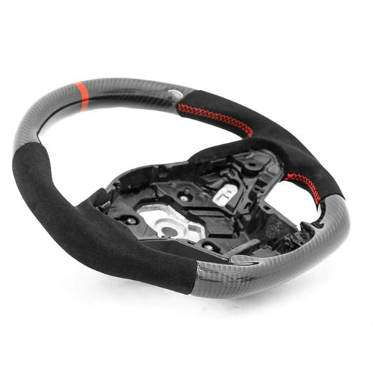 OLM 2020-2022 Toyota Supra Carbon Fiber Alcantara Pro Steering Wheel w/ Red Stripe